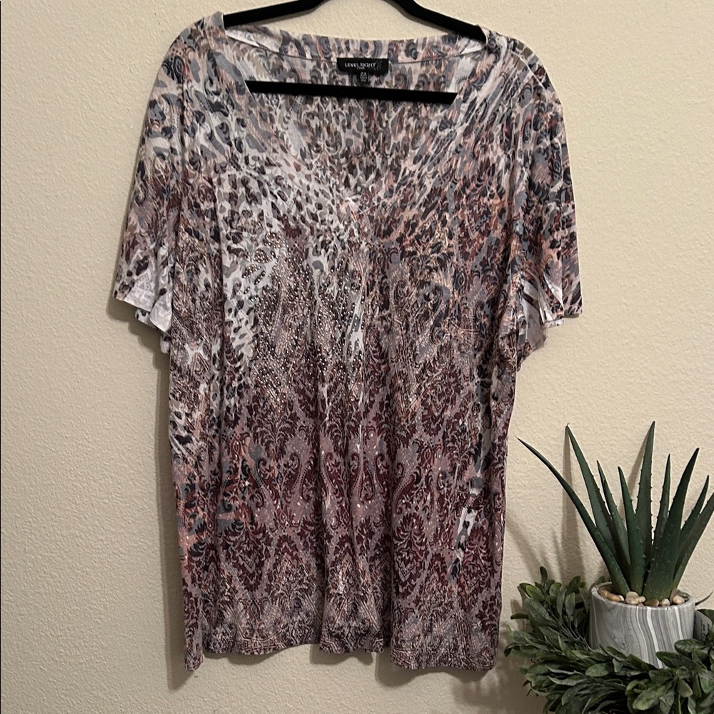 Level Eight Studded Patterned Women's Blouse